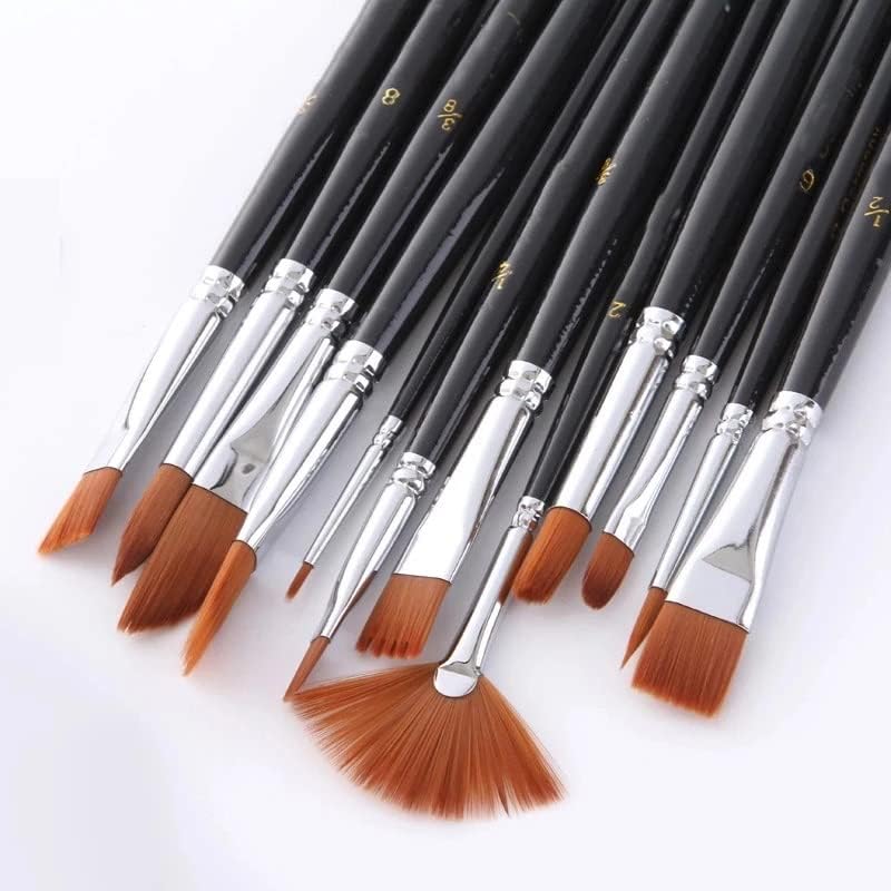 12 шт., кисть для рисования для начинающих, художественная масляная акварельная акриловая краска для круглых кистей, костюм, кисть для масляной краски