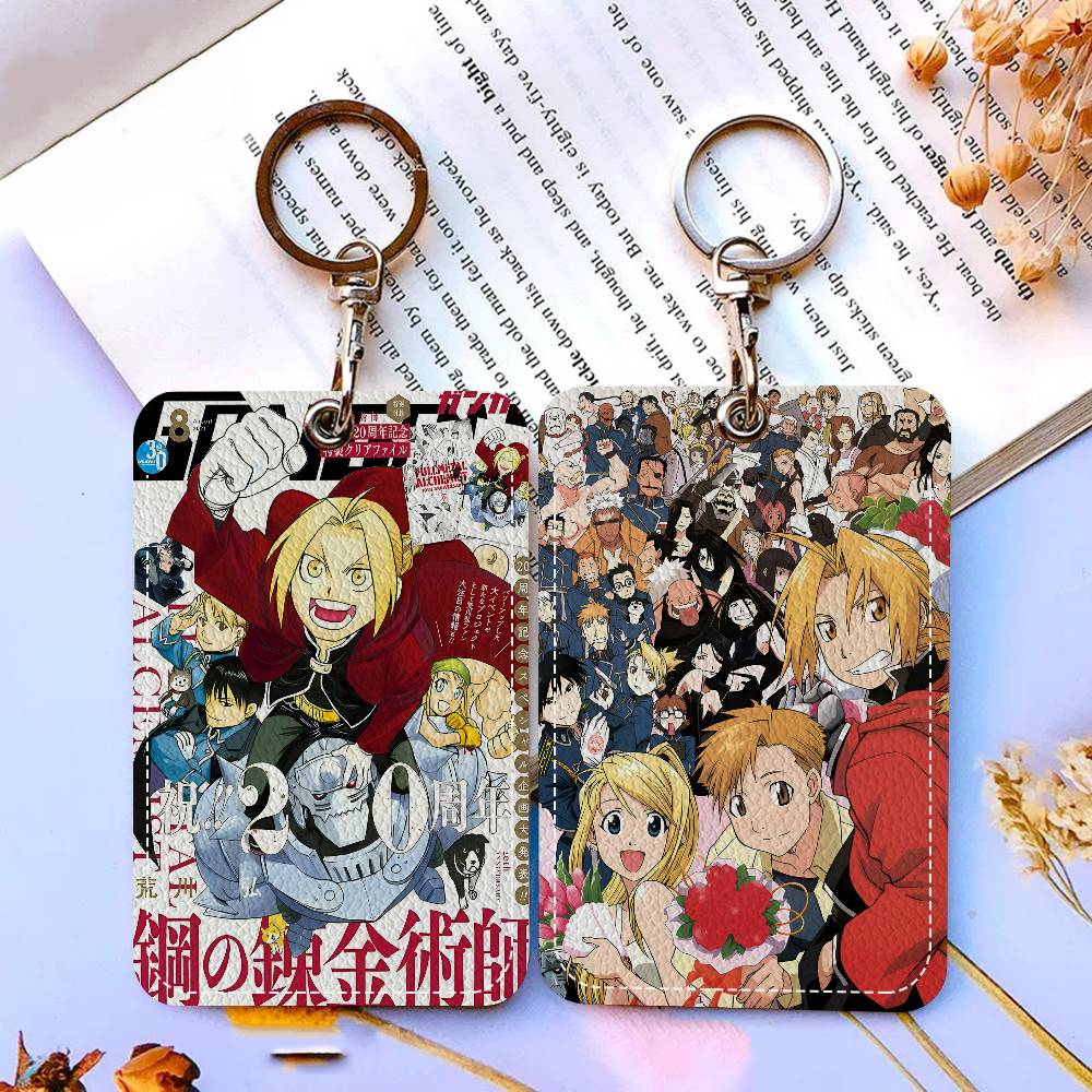 Anime fullmetal alchemist material de escritório homens e mulheres cartão de crédito chaveiros cartão de estudante id titular do cartão credencial titular