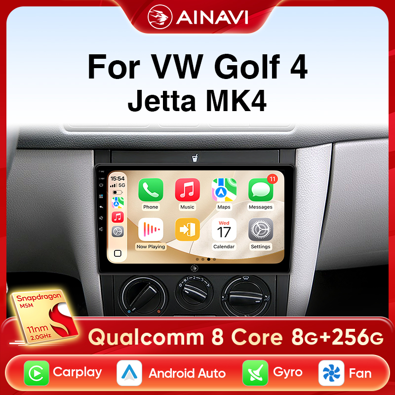 Ainavi Car Radio For Volkswagen VW Golf 4 Jetta MK4 Classics Bora Car Multimedia Stereo Wireless Carplay Android Auto Audio 2DIN