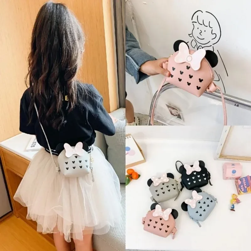 Bolso cruzado de piel sintética con dibujos animados para niños, bandolera con lazo para niñas, Mini monederos para niños, moda coreana, regalos