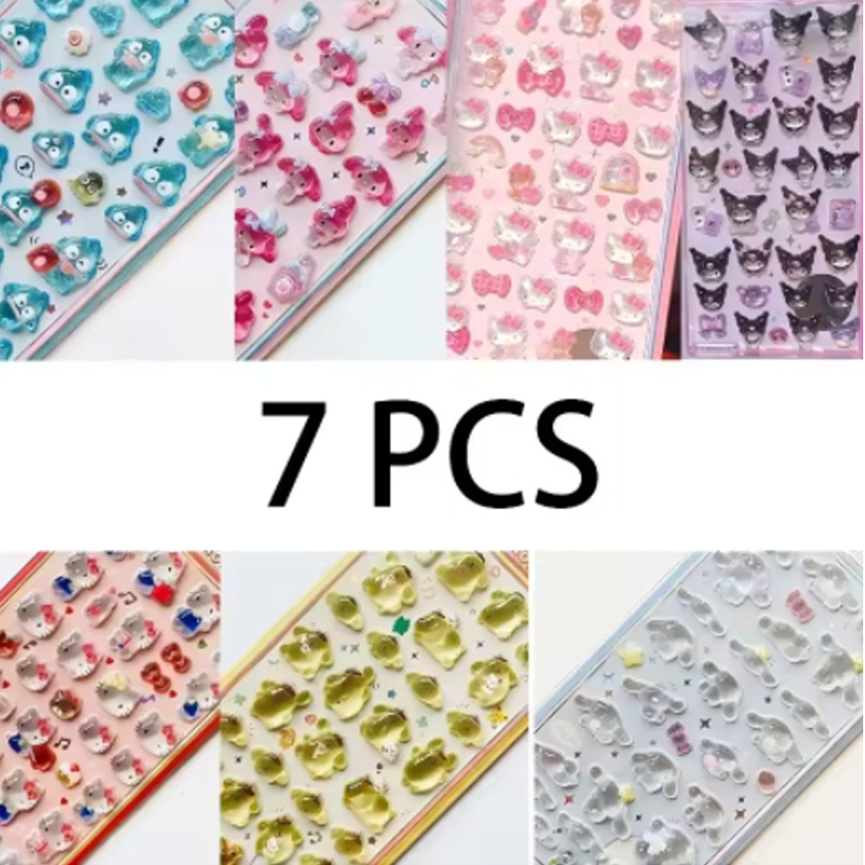 ** Anime hellokitty hangyodon cinnamoroll 3dtransparente geléia adesivo de cristal adesivos decorativos casos de telefone das crianças brinquedos diy