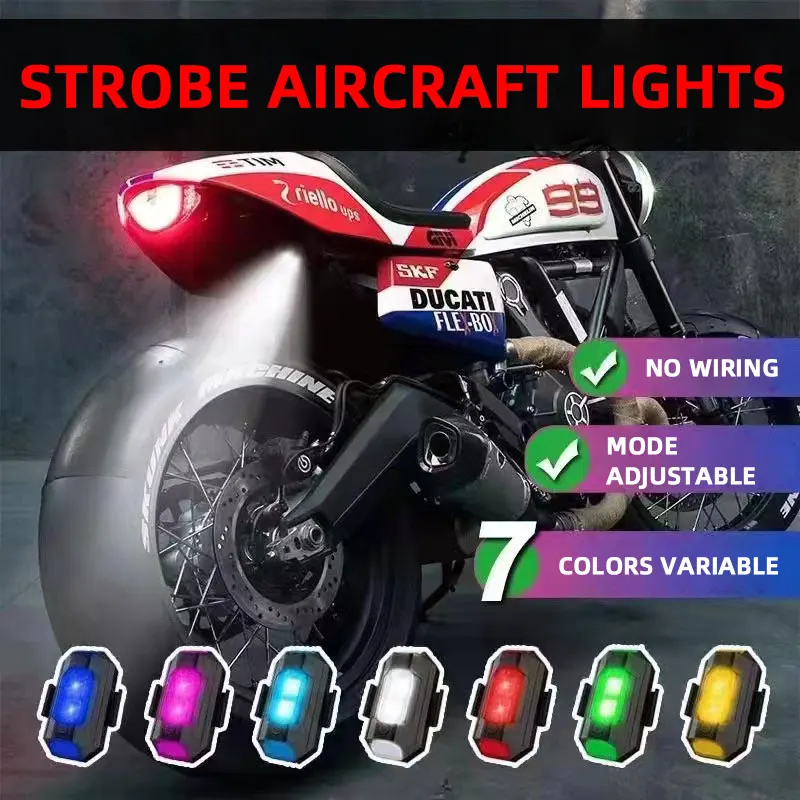 Motocyklowe światło ostrzegawcze 7 kolorów Mini Drone Światło stroboskopowe Uniwersalna lampa tylna sygnału antykolizyjnego do roweru Samochodowa lampa błyskowa