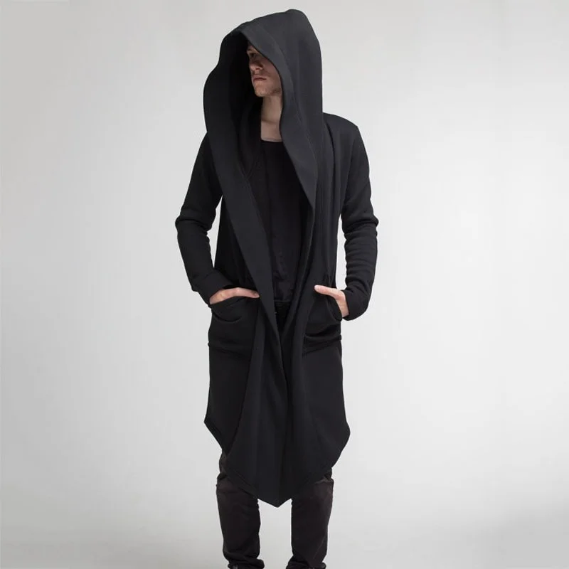 Übergroße Strickjacke mit Kapuze – Unisex-Frühlingswarmer Mantel, einfarbiger Kapuzenpullover für Männer und Frauen