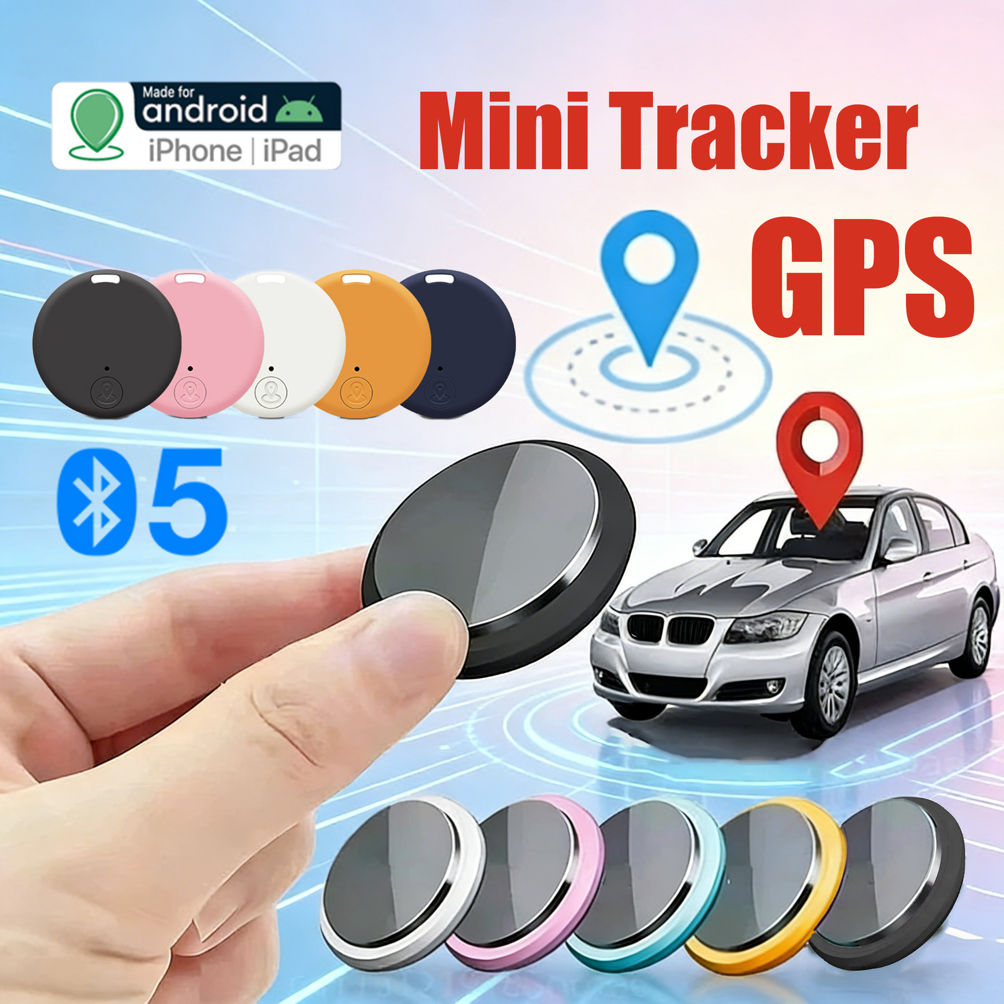 Мини GPS-трекер Bluetooth 5.0, устройство для защиты от потери, для отслеживания домашних животных, пожилых людей, детей, автомобилей, чемоданов, кошельков, локатор для IOS и Android