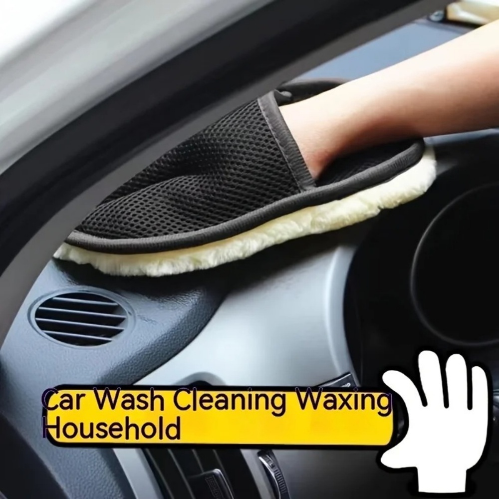 Car Washing Gloves Imitation Wool Plush Thickened Soft Lint Free Absorbent Waxing Polishing Car Motorcycle Clean Tool Reusable