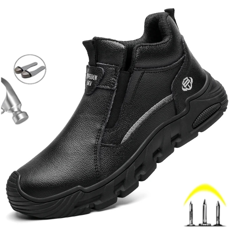 Sepatu Keselamatan Pria Berinsulasi 6KV dengan Pelindung Jari Kaki Plastik, Anti-benturan, Tahan Tusukan, Sepatu Kerja Tahan Lama, Alas Kaki Pelindung untuk Pekerja