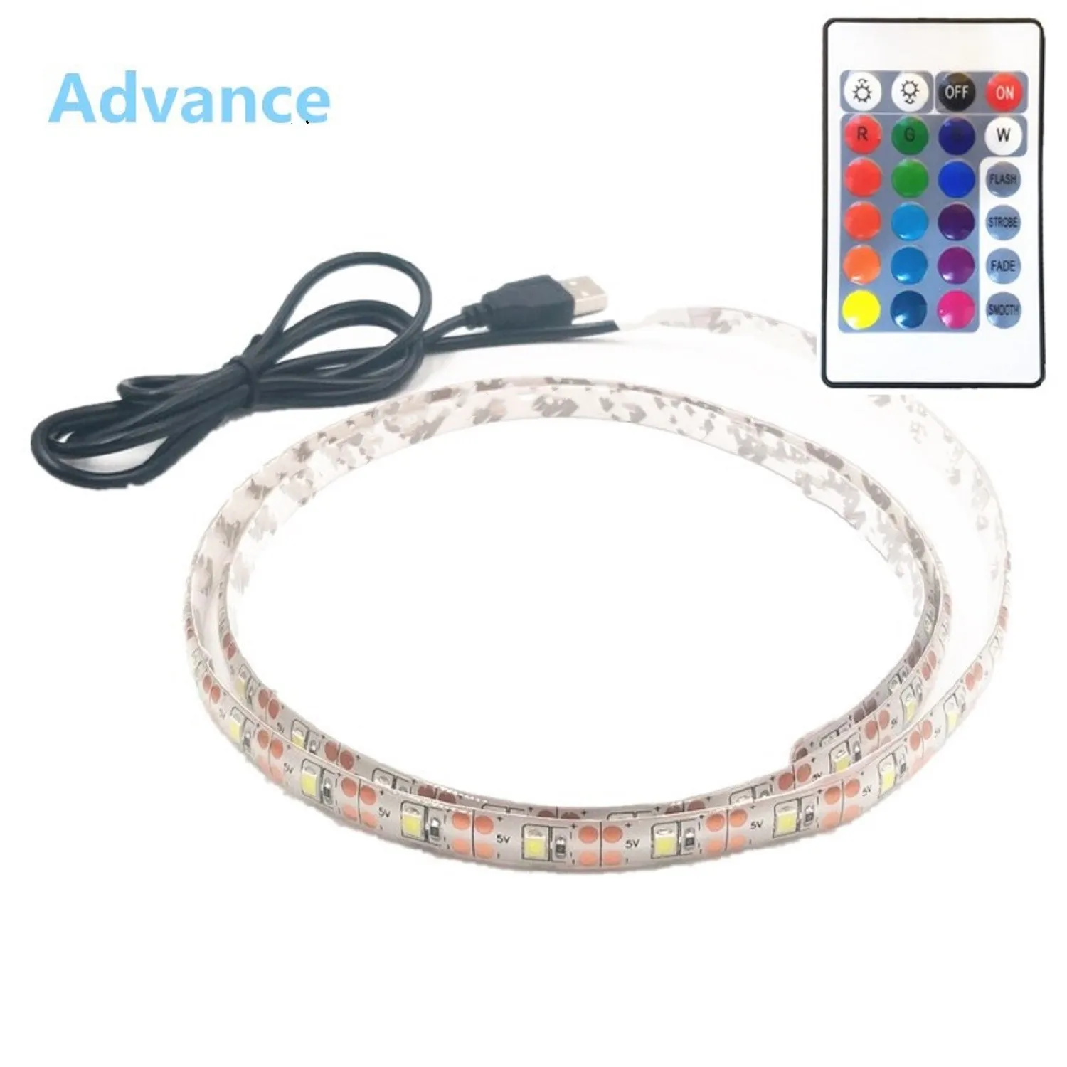 Fita de LED USB SMD3528 com Adaptador 5V para Decoração de Natal, Iluminação de Mesa e Fundo de TV - 50CM, 1M, 2M, 3M, 4M, 5M