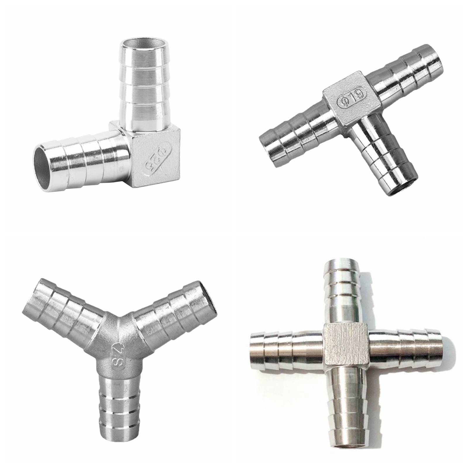 6 8 10 12 13 14 15 16 20 25 32 40 50 mm Hose Barb Elbow Corss Tee U Y Shape 2 3 4 Ways Hosetail Splitter 304 Stainless Water Gas
