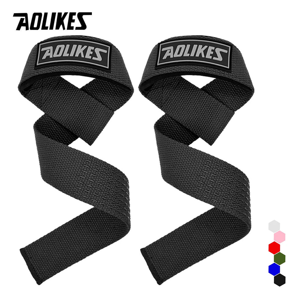 AOLIKES Cinghie da polso per sollevamento pesi Allenamento della forza Regolabile antiscivolo Palestra Fitness Cinghia di sollevamento Supporto per polso Fascia di presa