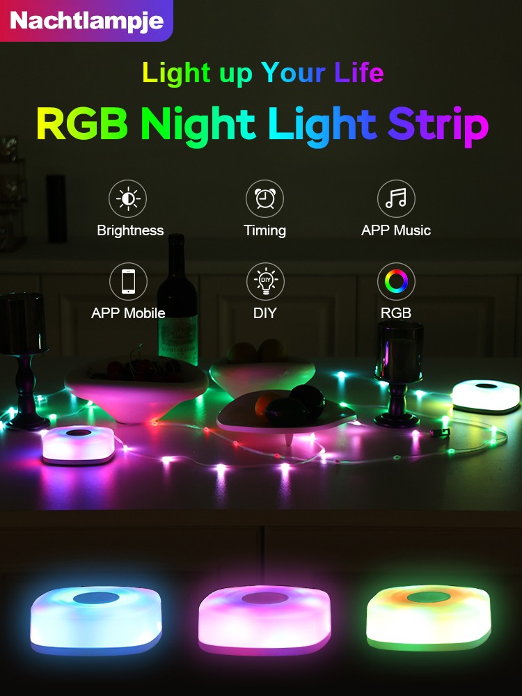LED Camping Lampe RGB Nachtlicht Smart APP String Licht Im Freien Wasserdichte Wiederaufladbare Dekoration Atmosphäre Lampe für Zelt Zimmer