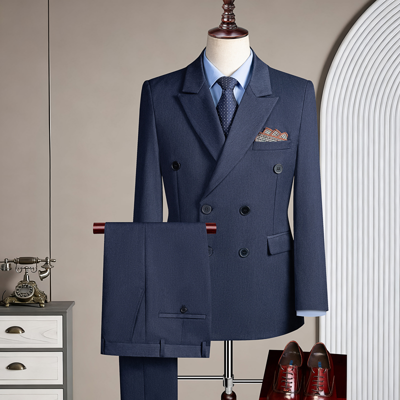 Doppelreihiger Dreiteiliger Freizeitanzug für Herren für Partys und Hochzeiten, Leichtes und Elegantes Einfarbiges Outfit im Koreanischen Stil