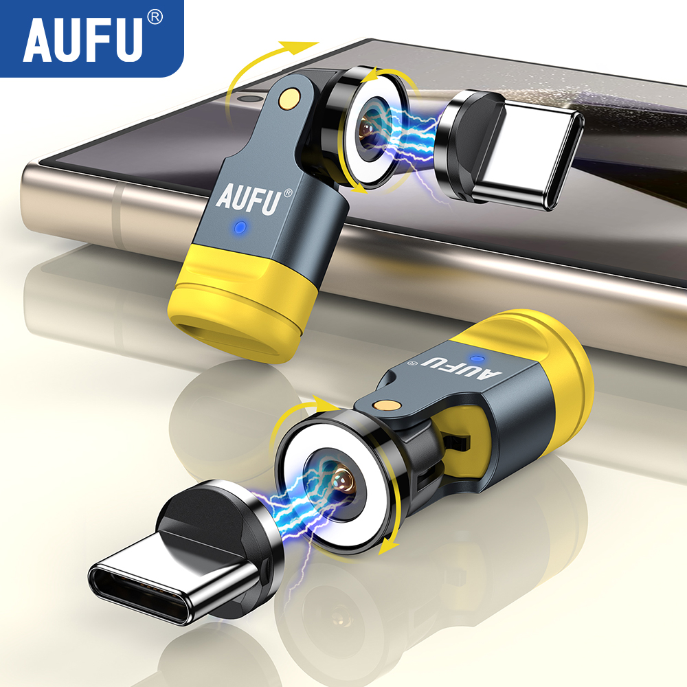 AUFU 1PIN Magnetische OTG Adapter Für iPhone Xiaomi 540 Drehen Ellenbogen Magnet Micro USB zu Typ C Stecker Konverter für HUAWEI Samsung