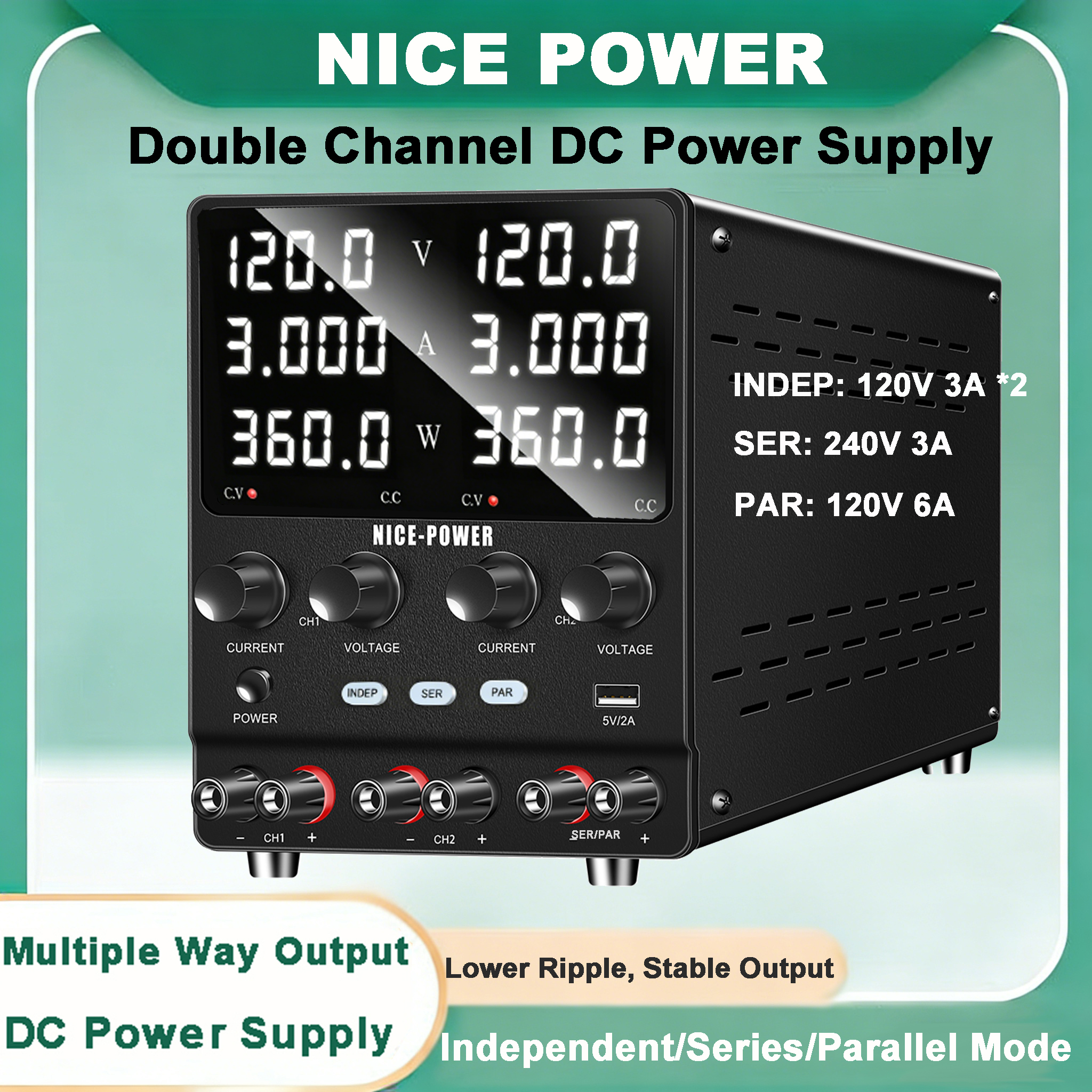 120V 3A 6A Dual Lab Power Supply Adjustable 4 in 1 Digital Bench Power Source 30V10A Stable Output 0-240V For Titanium Anodizing