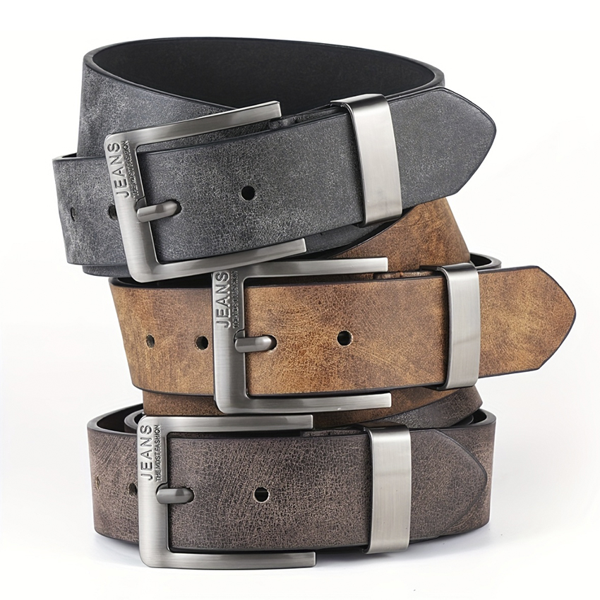 Nuevo cinturón de cuero PU de alta calidad para hombre, cinturón con hebilla de Metal, pretina de negocios para ocio, accesorio masculino de moda, cinturón de diseñador