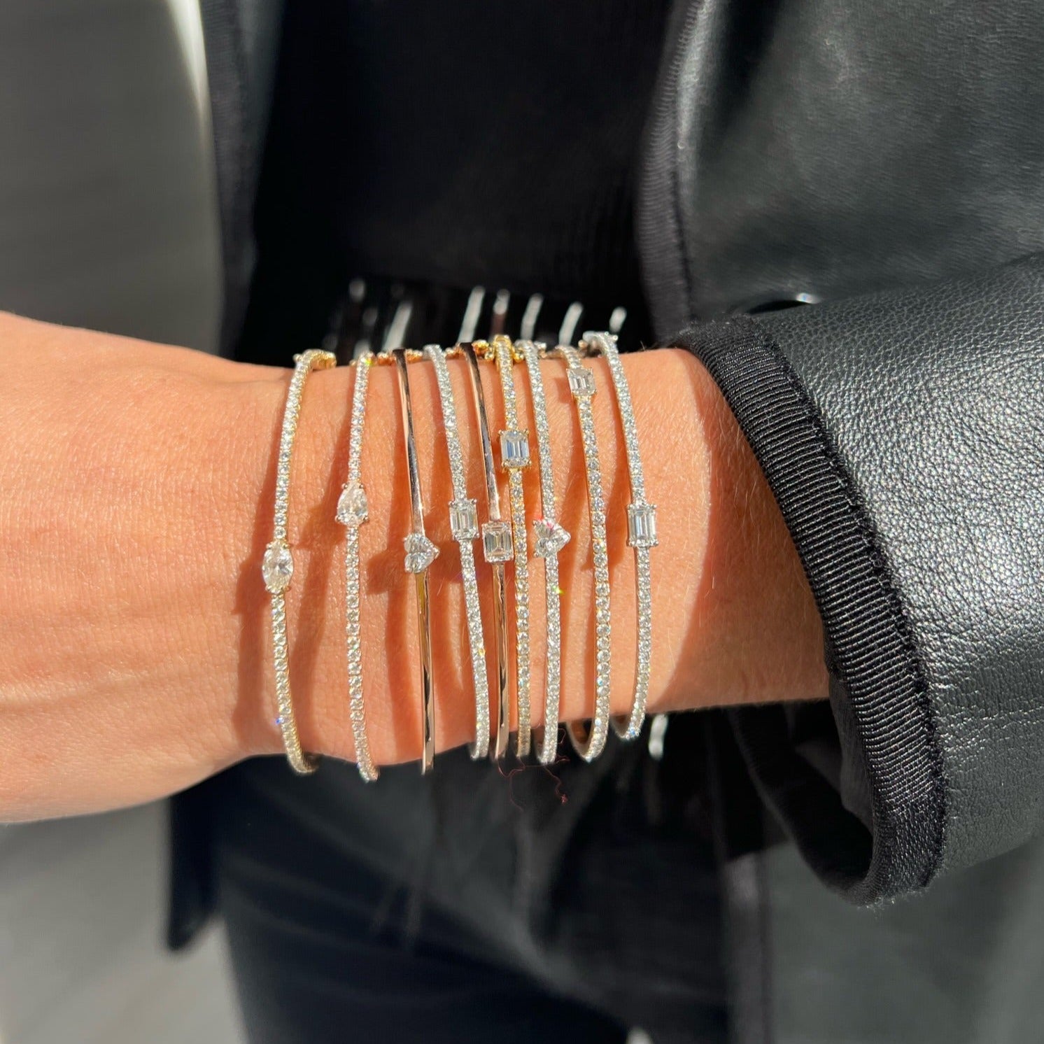Brazalete único de circonia cúbica con forma de corazón 5A para mujer, joyería clásica Simple al por mayor
