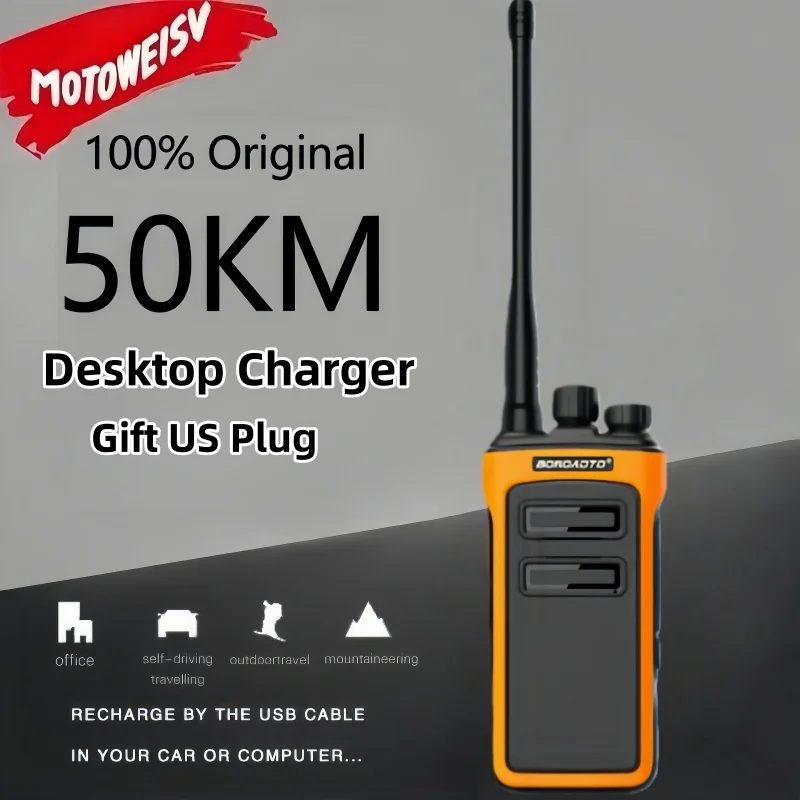 MOTOWEISU Walkie Talkie portátil bidireccional de largo alcance y alta potencia UHF 400-470 Mhz VOX sonido claro actualización Radio bidireccional para exteriores