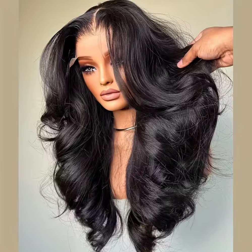 Peruki z ludzkich włosów, brazylijskie, naturalny kolor, 220% gęstości, typ Body Wave, z transparentną koronką HD, peruki typu Lace Frontal, długość 30-40 cali, koronka 13x6, 100% ludzkie włosy, dla czarnoskórych kobiet.