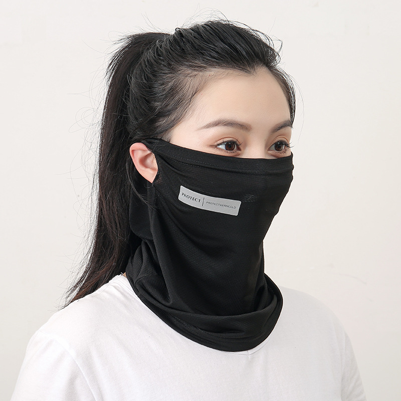 Máscara protetor solar de seda de gelo para homens e mulheres para ciclismo ao ar livre, envoltório monocromático do pescoço, proteção UV, lenço bandana de orelha