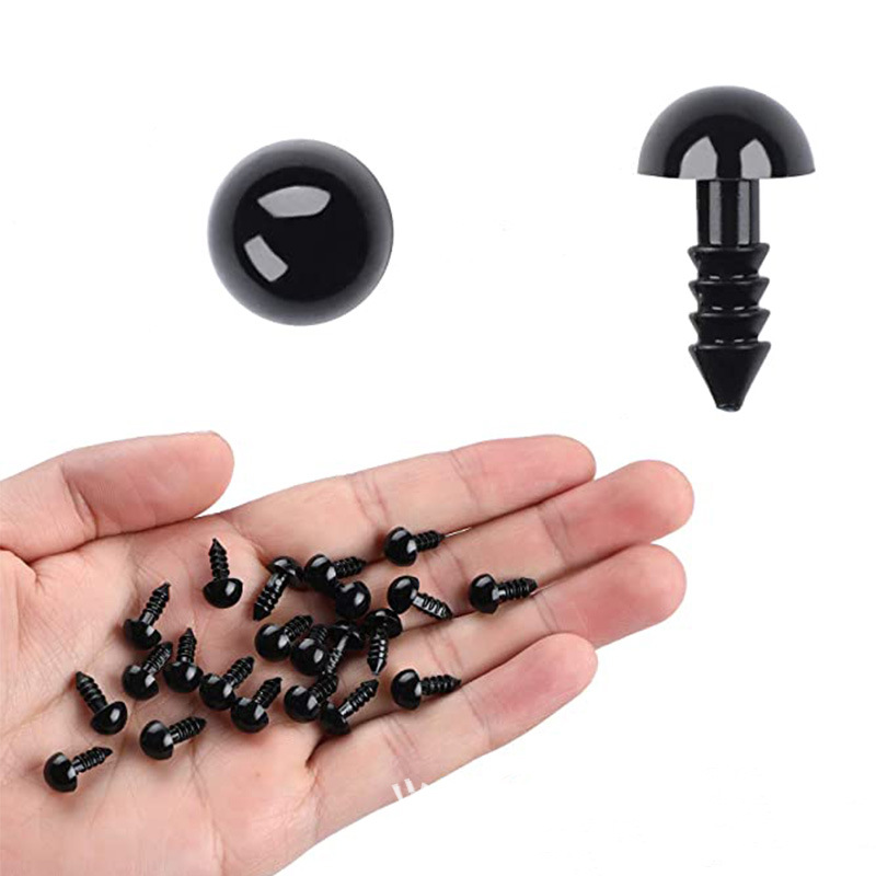 200/50pcs 5/6/7/8/9/10/12/14/16/18/20/22/24mm globe oculaire poupée accessoires noir en plastique peluche yeux de sécurité Amigurumi pour jouets bricolage