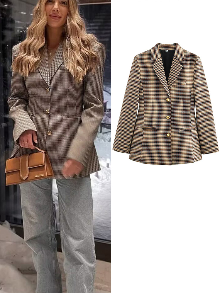 ผู้หญิงฤดูร้อน Slim Blazers เสื้อสูท 2025 สบายๆลายสก๊อตเข็มขัดเดี่ยวหญิง Elegant Street Blazer เสื้อผ้า Outerwear