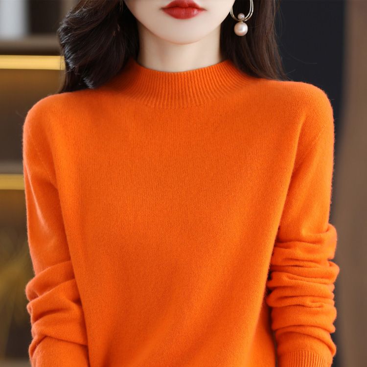 Pullover für Frauen Frühling Strickwaren 100 % Merinowolle Strickpullover Rollkragen Langarm Pullover Damen Kleidung Pullover Tops