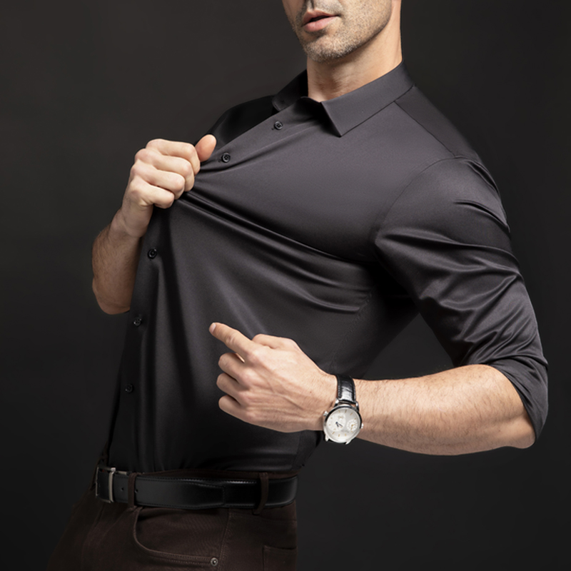 Chemise artificiel astique à Manches sulfpour Homme, Couleur Unie, Non Repassable, Business, Loisirs, Professionnel, Blanc, Nouvelle Collection