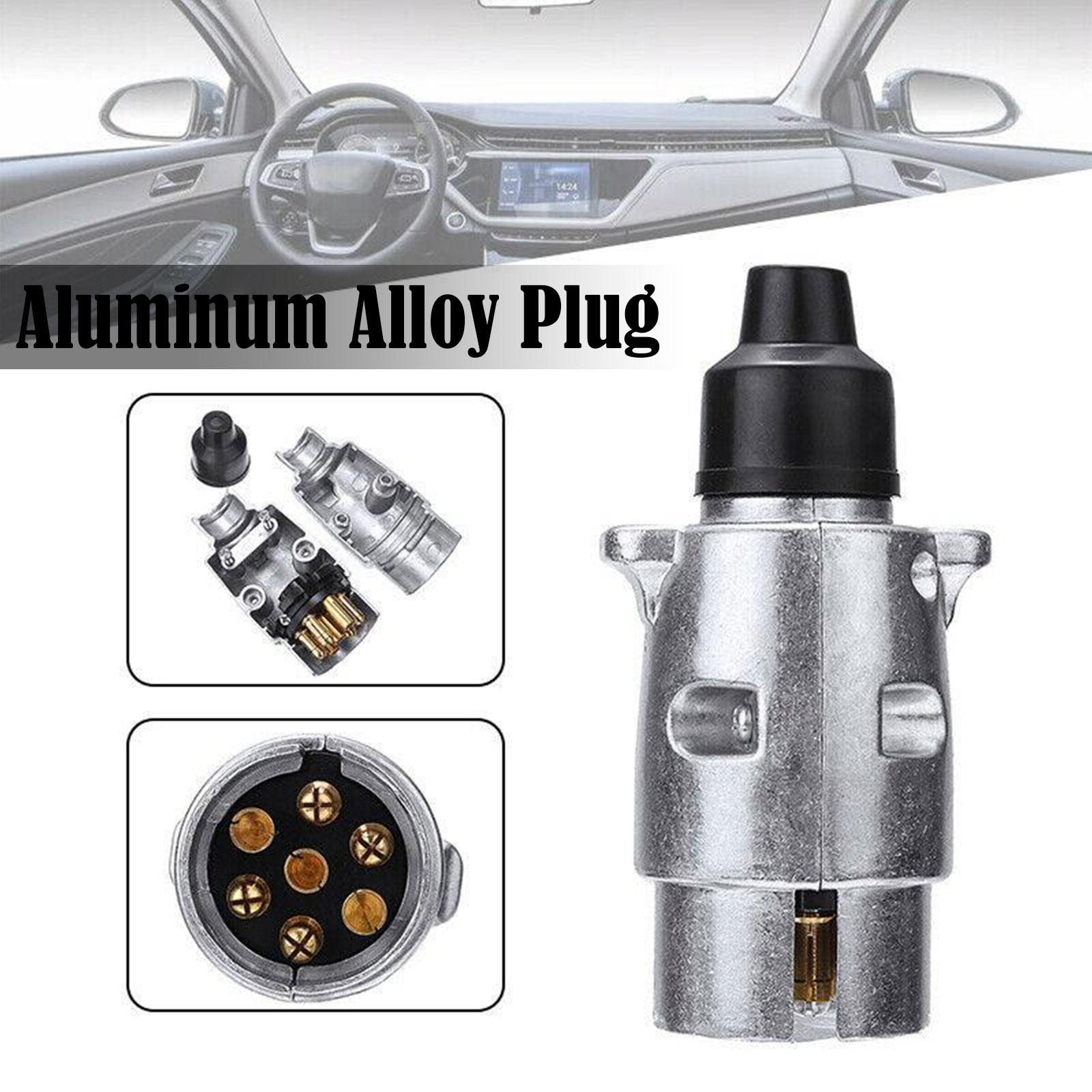 7 Pin Aluminium Alloy Plug Trailer Truck Towing Electrics 12V Connector EU Plug Waterproof Plugs Socket Adapter Protect 