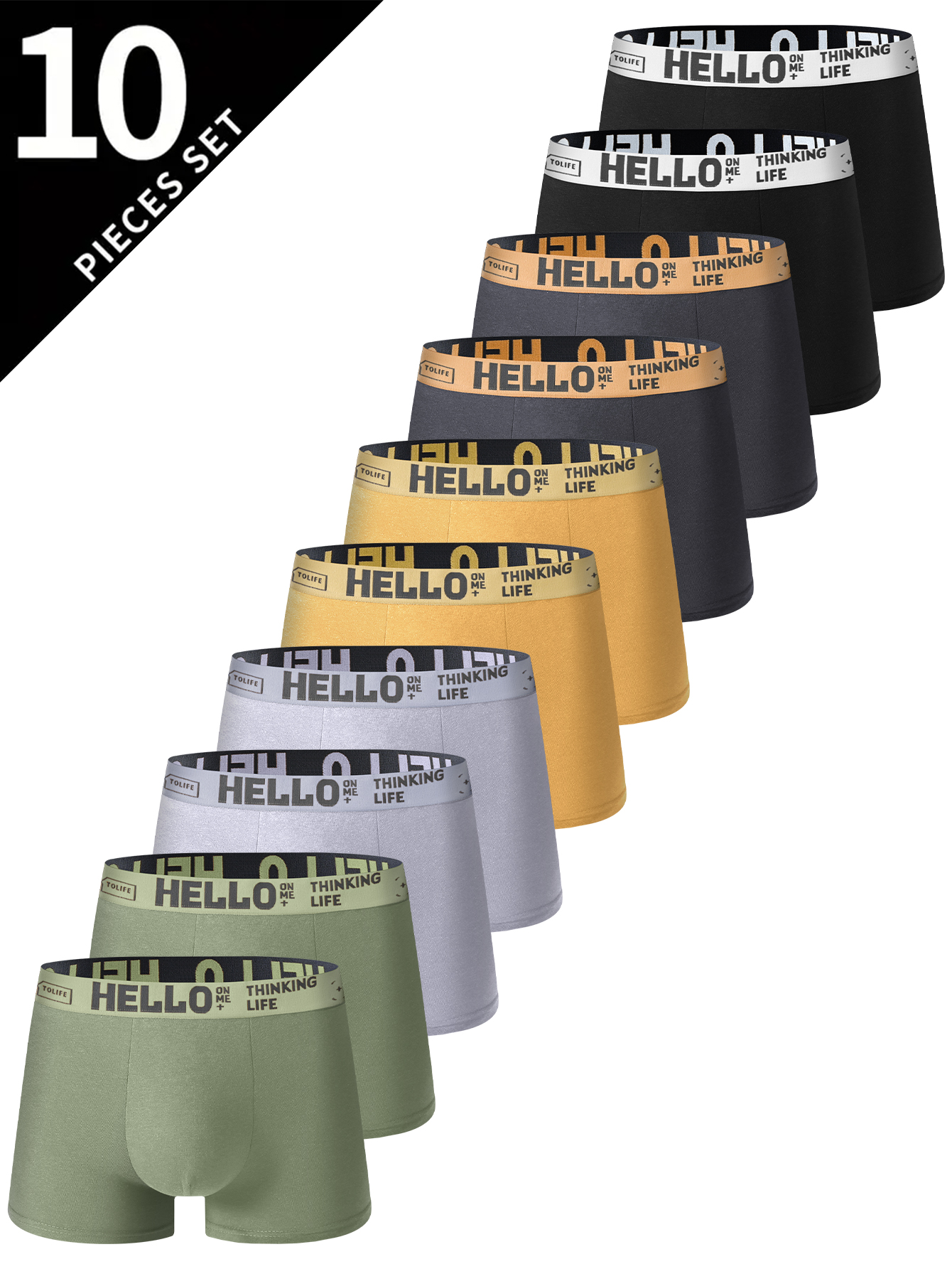 Conjunto de 10 piezas de ropa interior para hombre, calzoncillos, moda cómoda, personalidad, Boxers para hombre, moda deportiva, pantalones casuales para fitness para hombre
