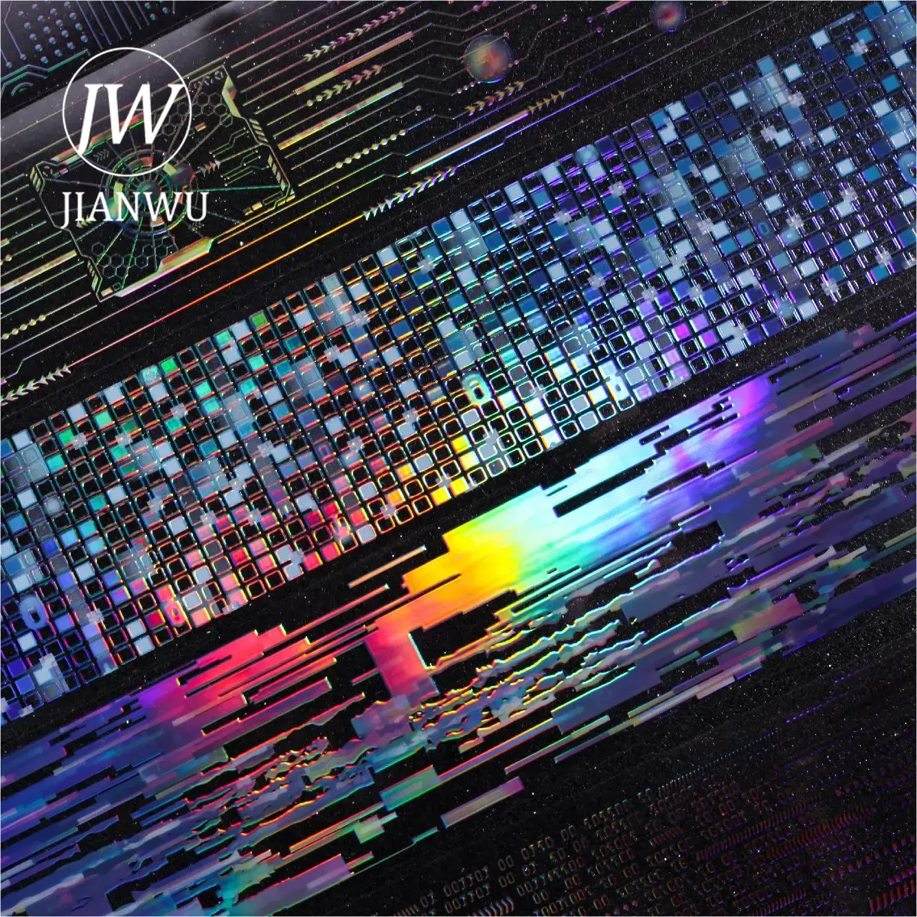 JIANWU 50mm * 200cm Punk Circuit série Vintage Laser matériel Collage aménagement paysager PET bande créative bricolage Journal papeterie