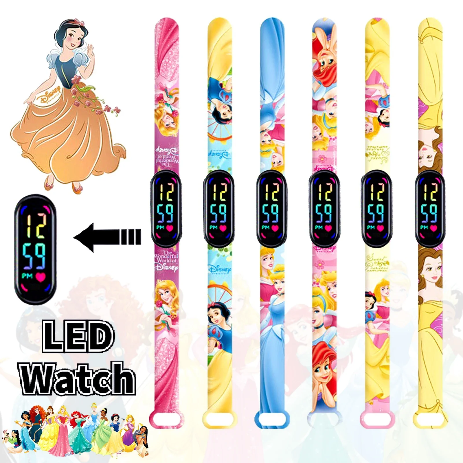 Disney princesa congelada figura elsa crianças relógios digitais dos desenhos animados led toque à prova dwaterproof água eletrônico crianças relógio presentes de aniversário brinquedos
