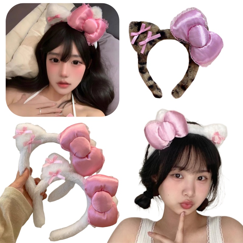 Bandeau de cheveux en peluche Anime Kawaii, nœud de chat de dessin animé, accessoires de cheveux décoratifs, personnalité créative, cadeau d'anniversaire à la mode