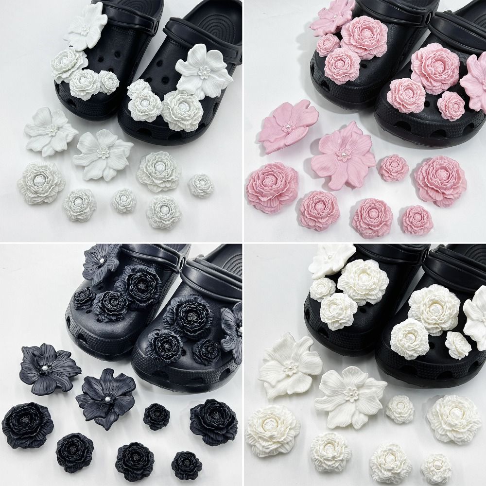 8Pcs 3D Flower Beach Shoe Charms Detachable Clip Buckle Shoe Decorations DIY Perforated Shoes Accessories Perforated Shoes