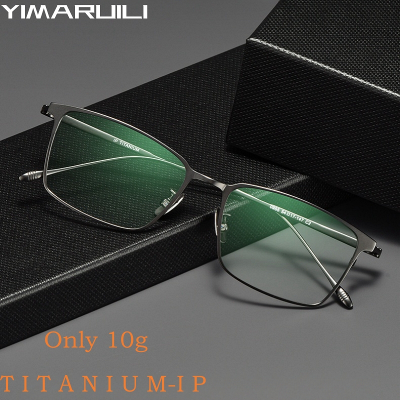 YIMARUILI bingkai kacamata optik Pria, bingkai kacamata optik mewah ultra-ringan, kacamata modis bisnis, resep Titanium murni