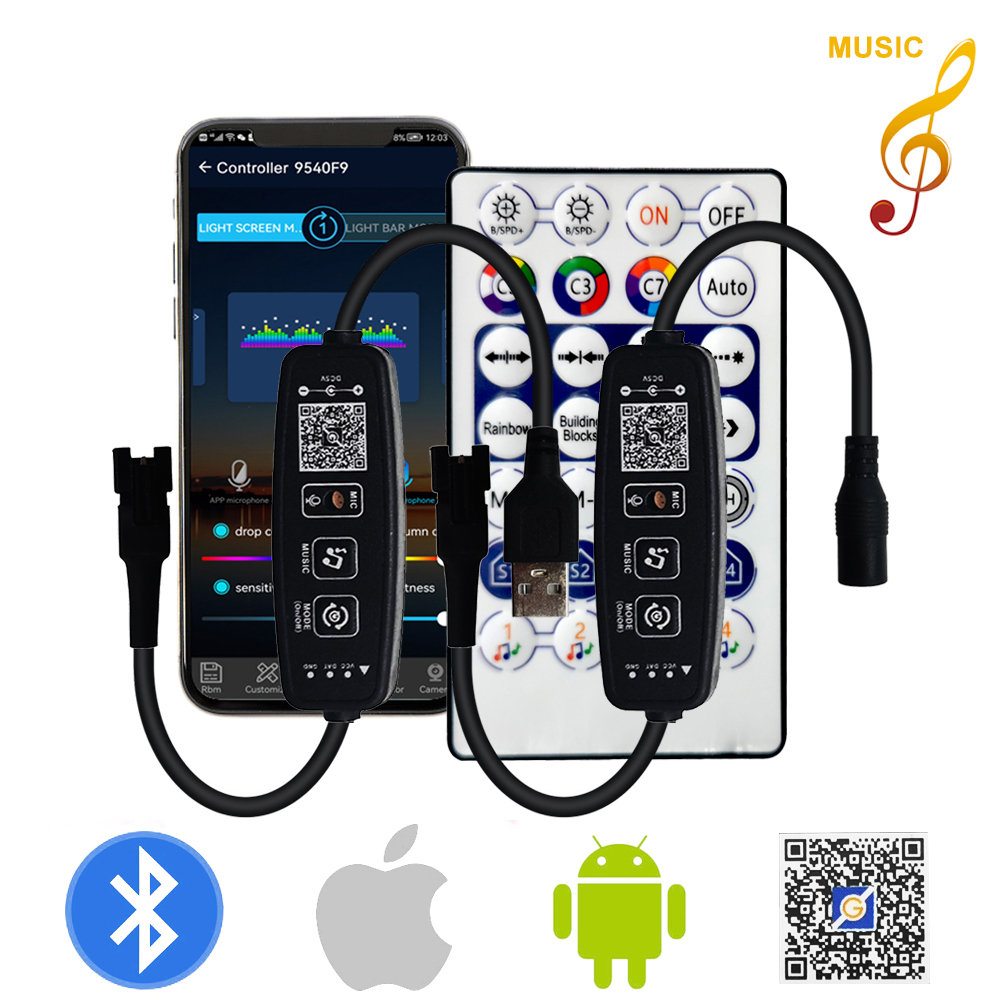 DC5-24V 3Pin 28Key Button Led Controller mit Smart Pixel Bluetooth Musik Fernbedienung für individuelle adressierbare 5050 RGB Streifen Licht
