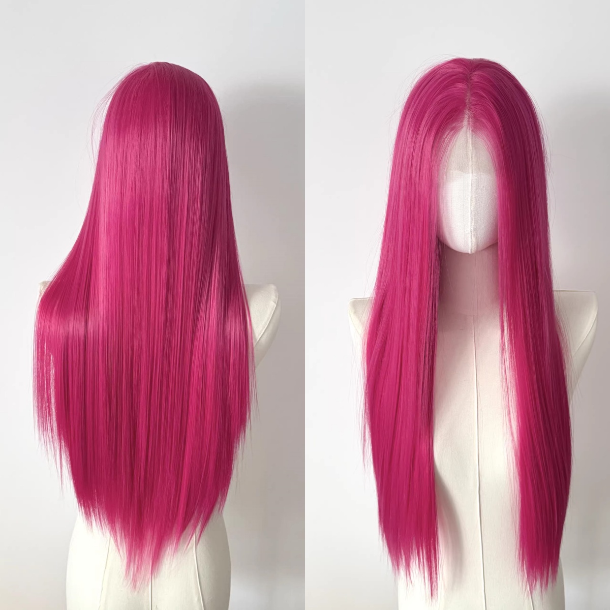 Peluca con malla Frontal rosa Ashely, pelucas frontales de encaje de 26 "y 13x4, peluca sintética de fibra larga y recta resistente al calor para Mira Cosplay