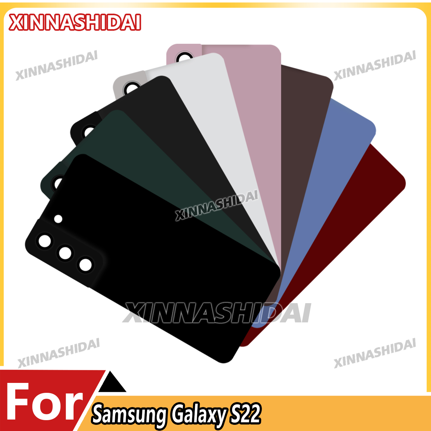 Cubierta trasera de batería para Samsung Galaxy S22 SM-S901B con cubierta de lente de cámara reemplazo de carcasa trasera de teléfono