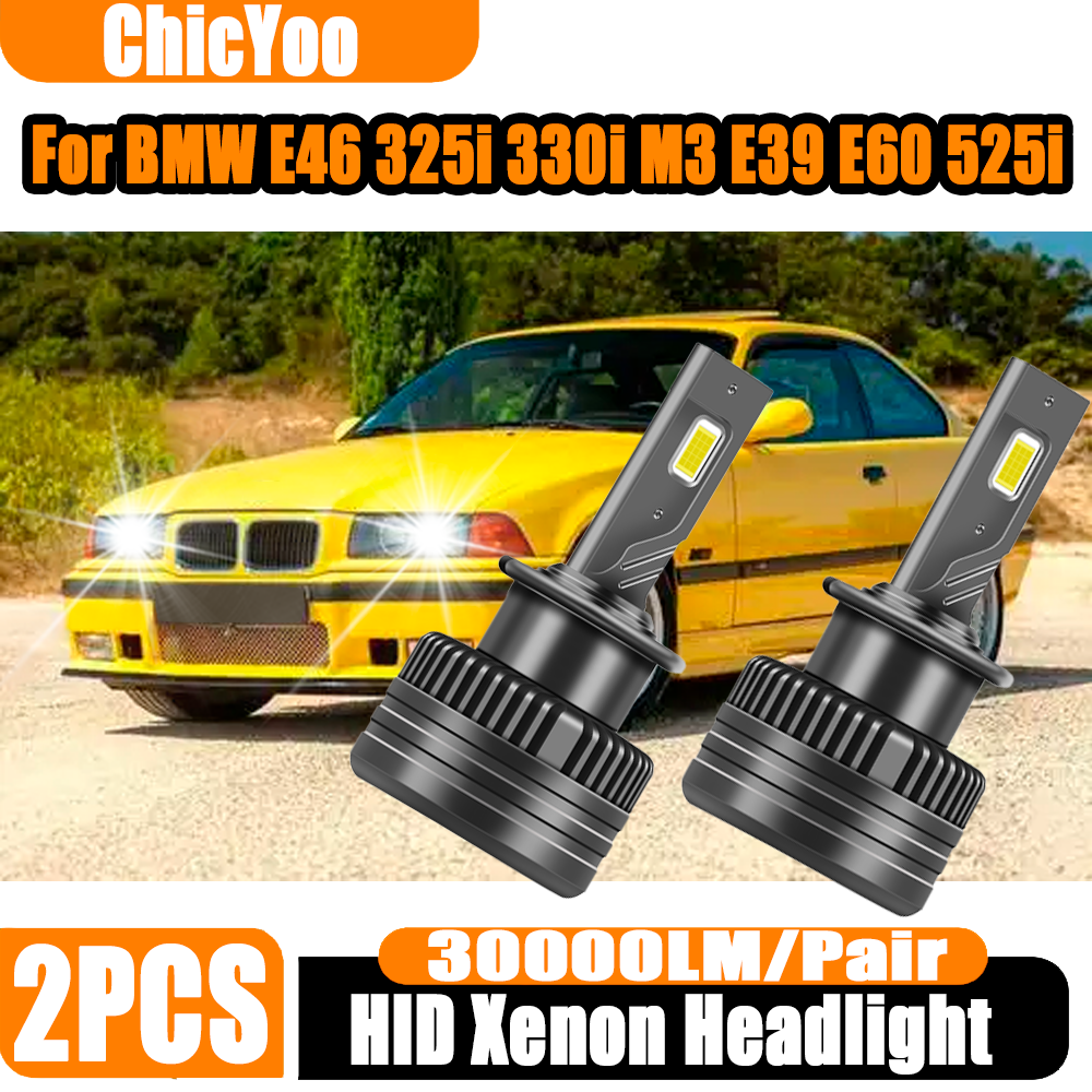 2X 30000LM 6000K Super Putih D2S HID Xenon Bohlam Lampu Depan 120W LED Lampu Mobil Otomatis Untuk BMW E46 325i 330i M3 E39 E60 525i