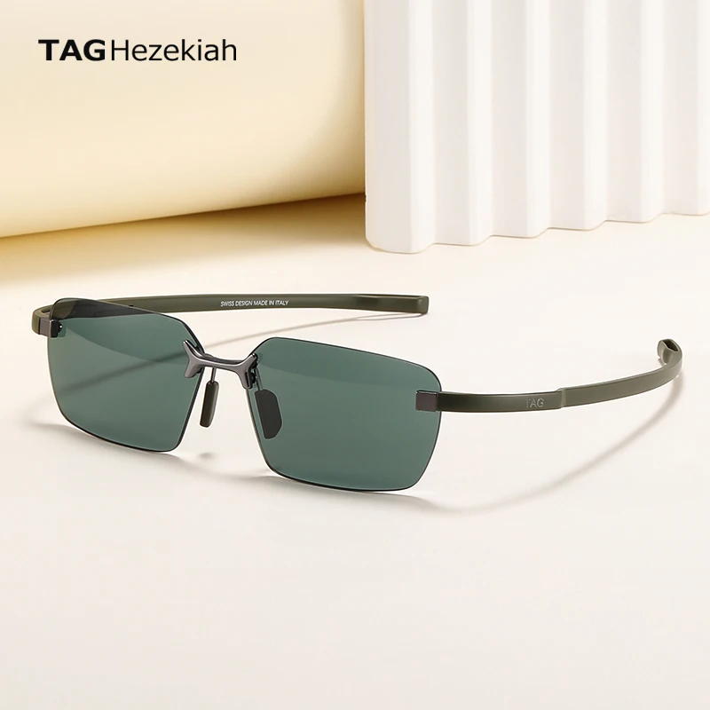 Okulary przeciwsłoneczne TAG hezekiah Outdoor męskie ultralekkie bezramkowe z czystego tytanu z ochroną UV400 TH40005U