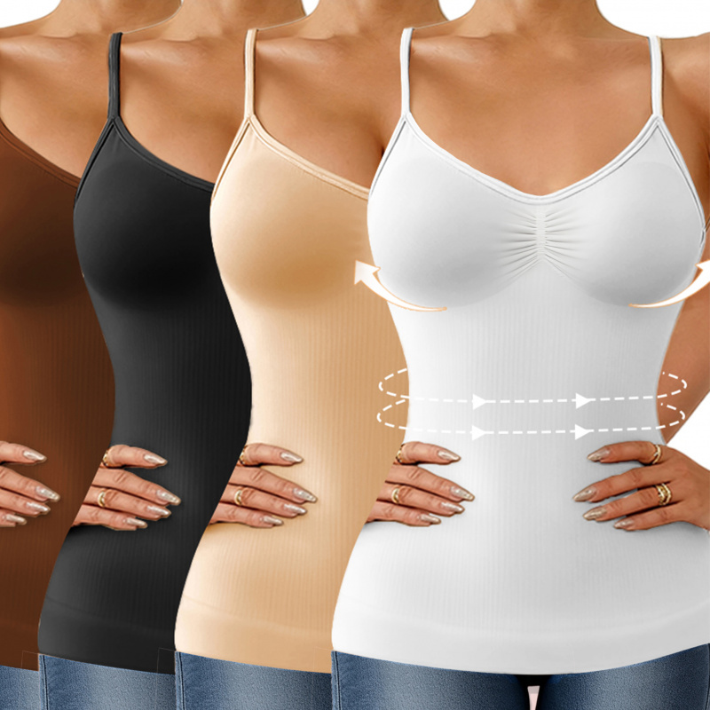 1pc Womens Camisole Shapewear Tops Tummy Control Built in bra Tank Shaping Body Shaper Slimming Cami Vest Corset