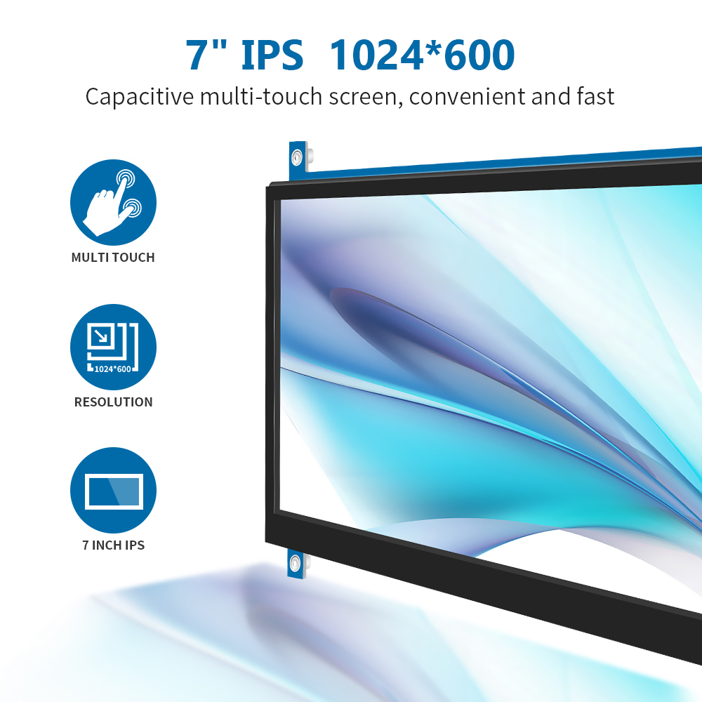 Raspberry Pi touchscreen-monitor 7 inch HDMI-scherm 1024x600 Compatibel met AIDA Ras Pi 4 3B+ 3B 2B BB Zwart Banaan Pi