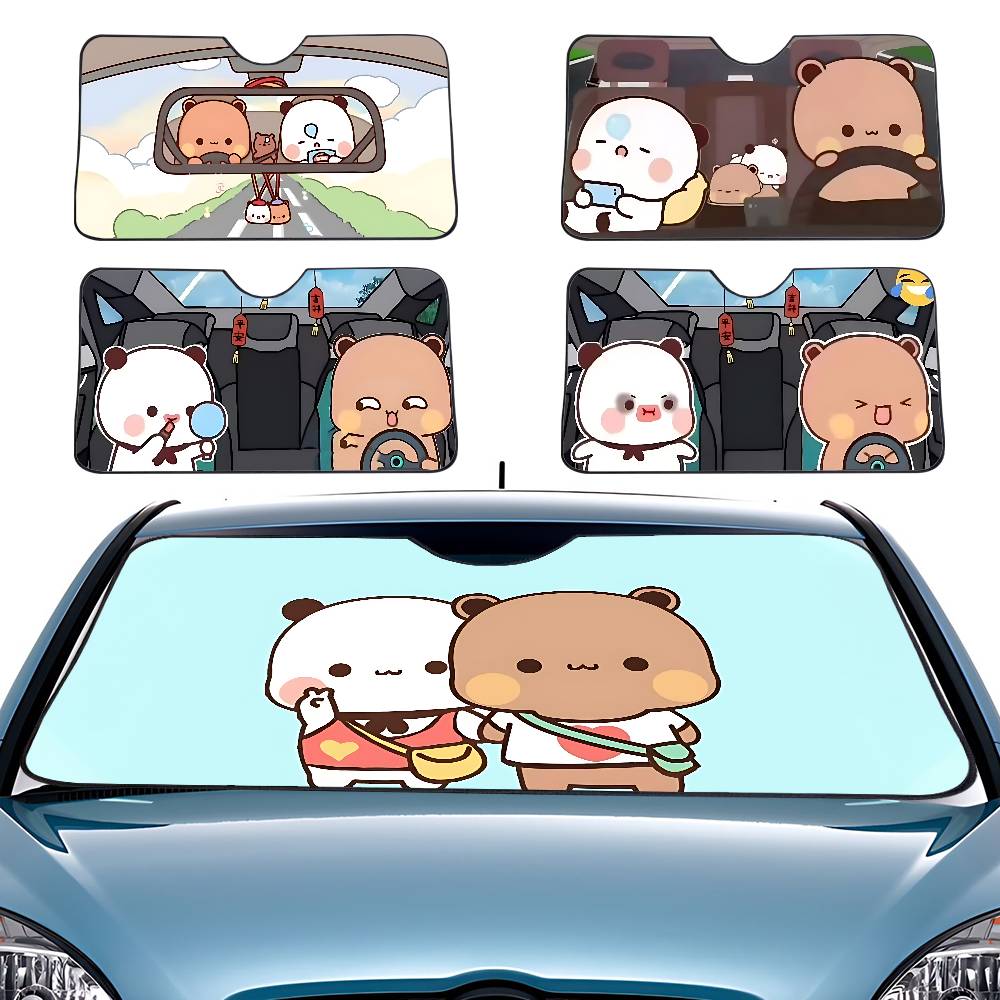 แผ่นบังแดดรถยนต์ Bubu Dudu สำหรับกระจกหน้ารถยนต์ ขนาด 70x130 ซม. ป้องกันแสงแดด ลายตาราง ของขวัญแปลกใหม่สำหรับรถยนต์