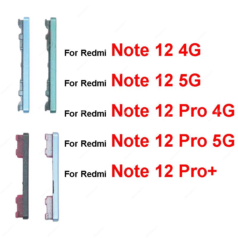 Up/Down Volume Side Button For Xiaomi Redmi Note 12 Pro Plus 4G 5G Volume Button Power Side keys Replacement Repair Spare Parts