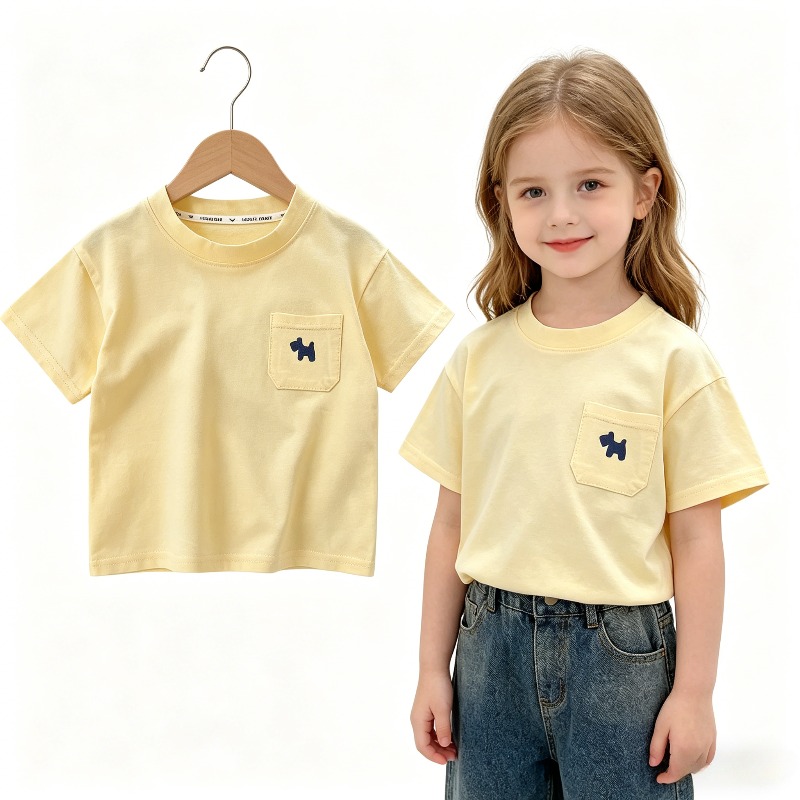 Camiseta Infantil de Algodão Macio para Meninos e Meninas, Blusa Casual Solta de Verão com Manga Curta