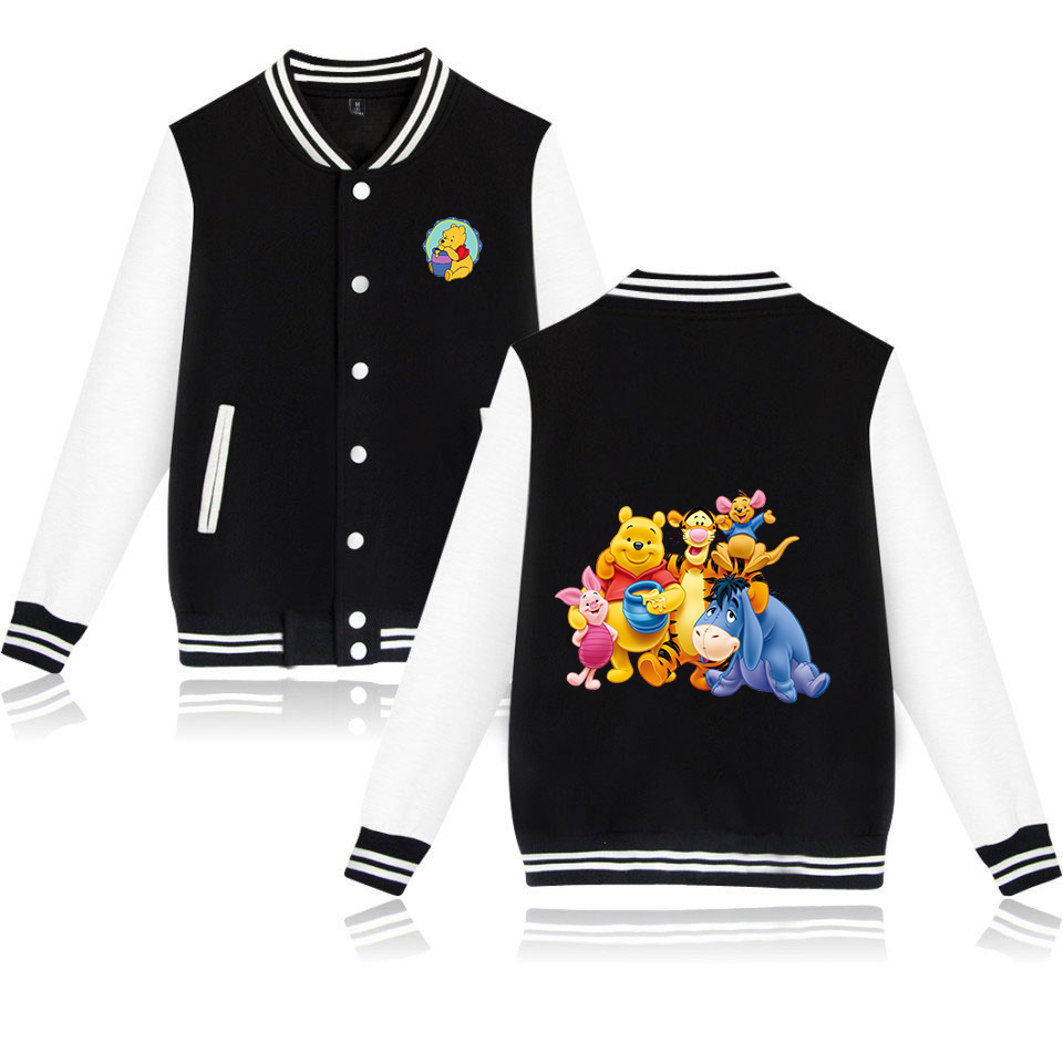 Winnie de Poeh Baseball Jas Mannen Vrouwen Hip Hop Harajuku Jassen Streetwear Jongens Meisjes Losse College Jassen