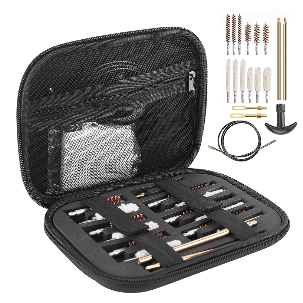 19 teile/satz taktisches Waffen reinigungs set Universal-Pistolen pistolen bürsten werkzeug für Jagd zubehör des Kalibers 22/38/ 9mm/40mm/45mm