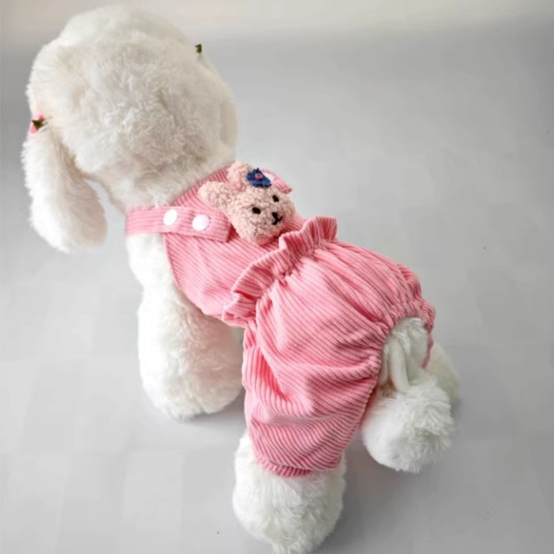 Leuke Hond Jumpsuit Hondenkleding Roze Gele Band Jumpsuits Kleding Voor Chihuahua Huisdier Overalls Pyjama's Voor Kleine Middelgrote Honden XXL