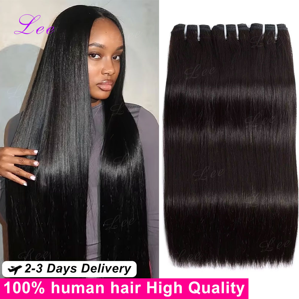 Extensions de cheveux humains brésiliens Remy 100% naturels, lisses, non traités, qualité supérieure, 30-32 pouces, 16A, 3 ou 4 pièces, pour femmes