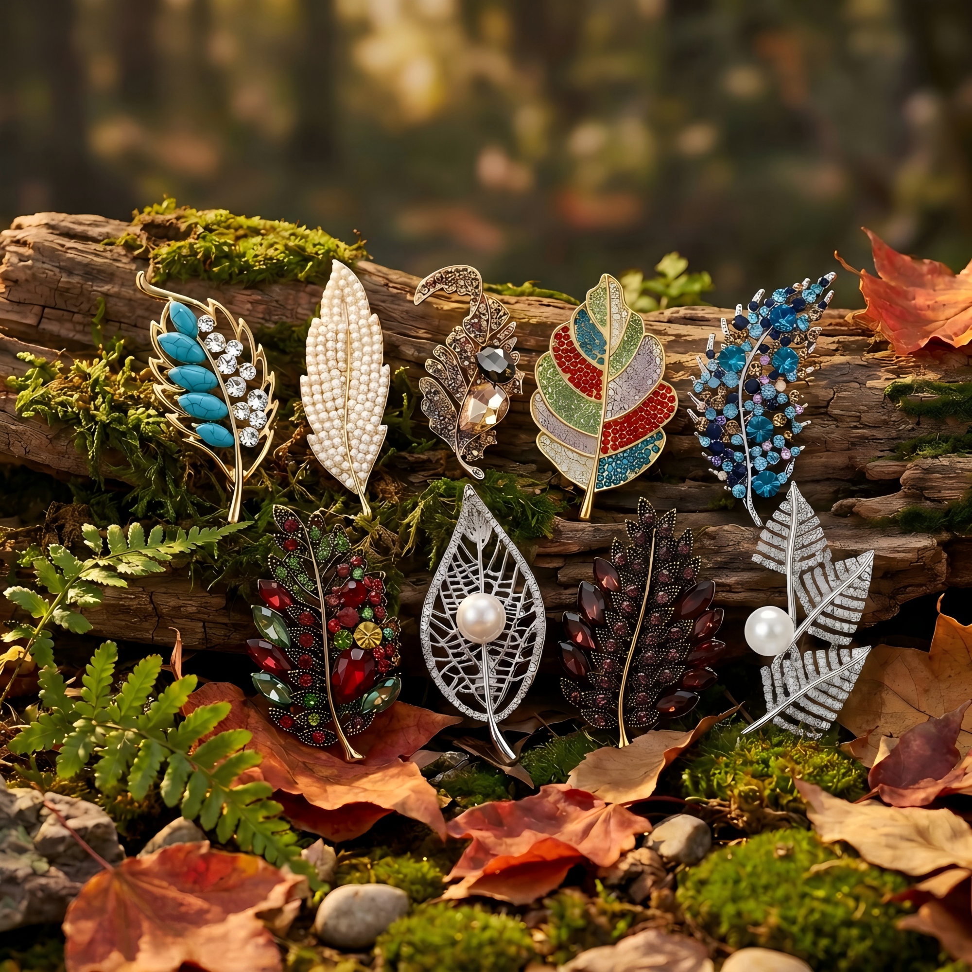 Rhinestone Leaf Brooches for Women Unisex Colourful Plant Pins Office Party Friend Gifts Jewelry Accessories