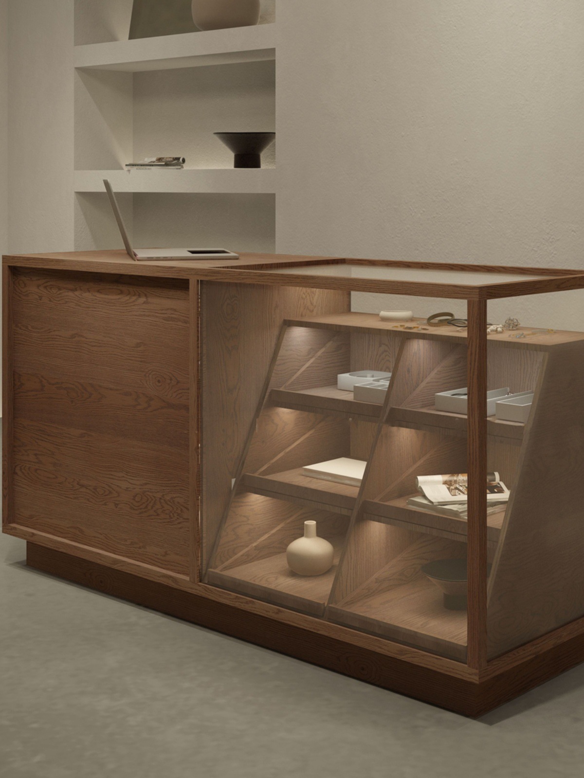 Hongchang-vitrina de cajero, mostrador de cristal, tienda de ropa, joyería, mostrador de cajero, gabinete Nakajima, accesorio lateral para zapatos