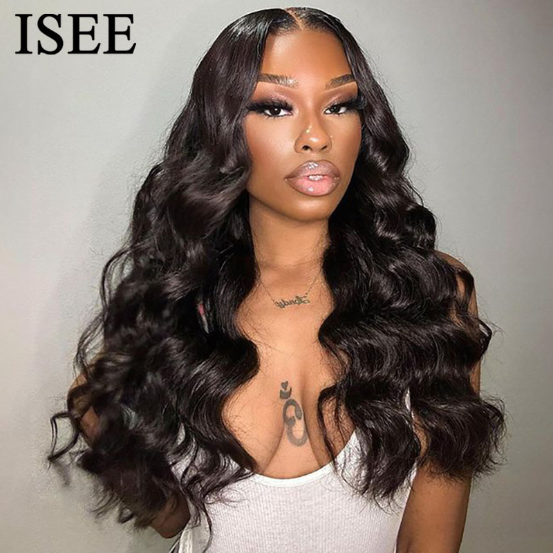 ISEE Ocean Wave Wig Wear And Go Wig Бесклеевые объемные волосы Парики из натуральных волос 6x4 Парик фронта шнурка Предварительно вырезанные предварительно выщипанные волосы Remy для женщин
